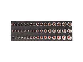 1/4" Drive Shallow, Semi Deep, and Deep Socket Set with 12 x 4 Inch Foam Organizer (48-Piece)