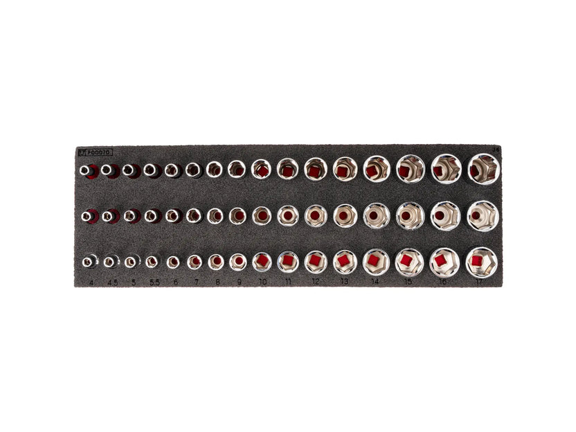 1/4" Drive Shallow, Semi Deep, and Deep Socket Set with 12 x 4 Inch Foam Organizer (48-Piece) Main image