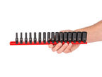 1/4 Inch Drive Shallow, Semi-Deep, and Deep 6-Point Impact Socket Set with Rails and Tray (48-Piece)
