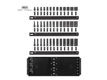 1/4 Inch Drive Shallow, Semi-Deep, and Deep 6-Point Impact Socket Set with Rails and Tray (39-Piece)