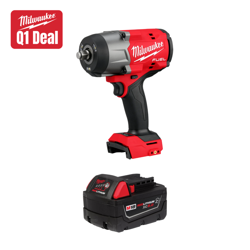 Milwaukee M18 FUEL™ 1/2" High Torque Impact Wrench w/ Friction Ring w/ FREE 5.0 Chemical Resistant Battery Main image