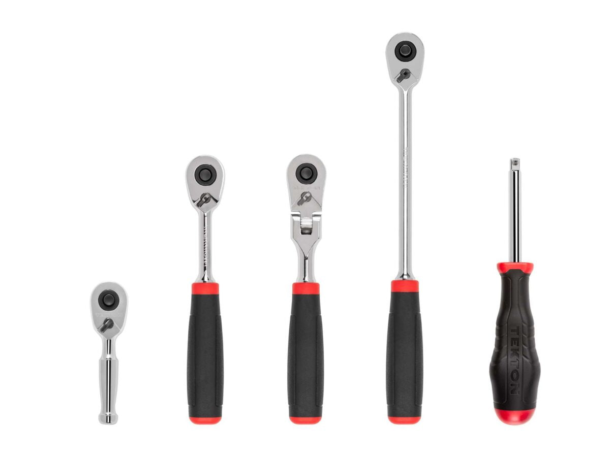 TEKTON 1/4 Inch Drive Quick-Release Comfort Grip Ratchet and Spinner Handle Set (5-Piece) | SDR99008