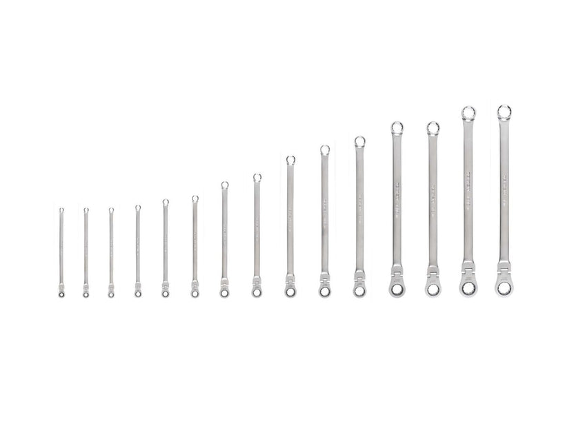 TEKTON Long Fixed/Flex Head 12-Point Ratcheting Box End Wrench Set, 15-Piece (1/4-1 in.) | WRB95002 Main image