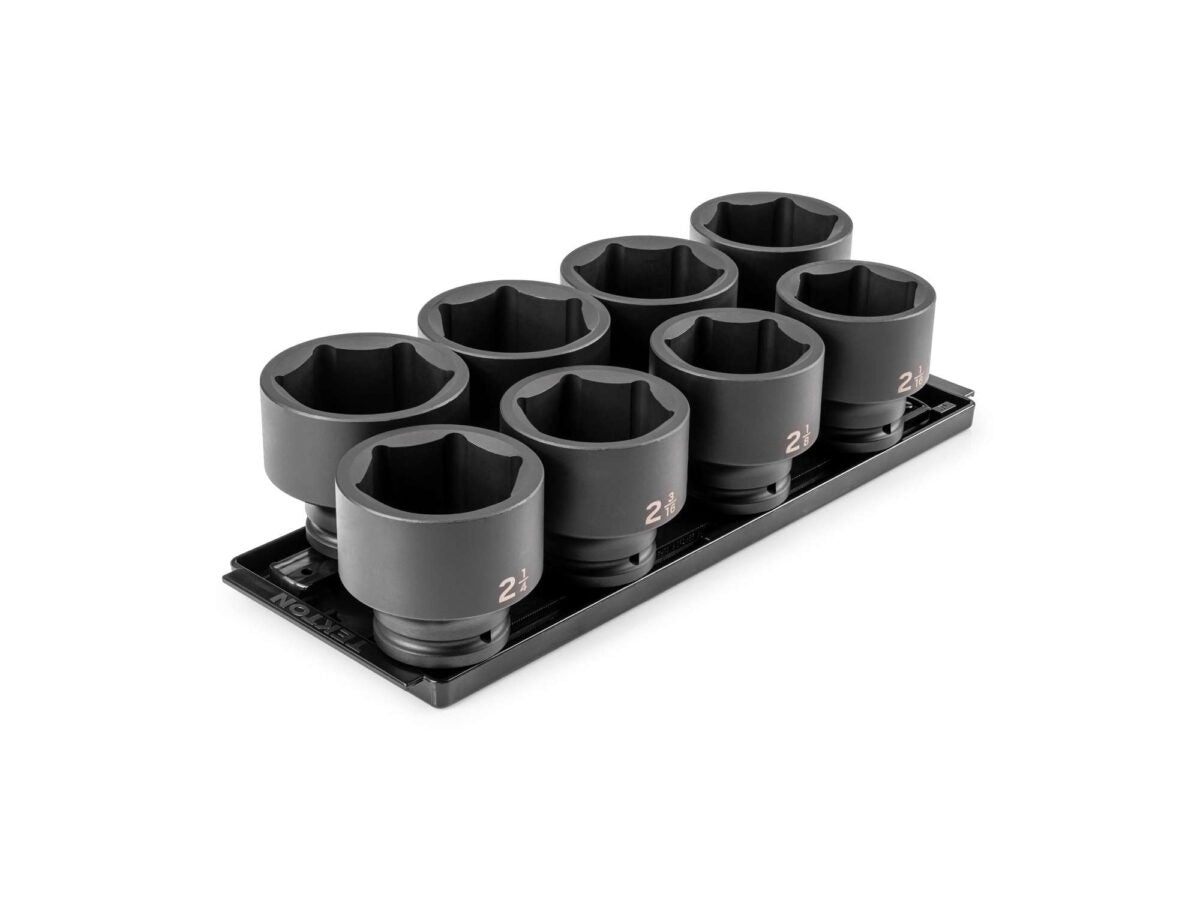 TEKTON 3/4 Inch Drive 6-Point Impact Socket Set with Rails and Trays, 8-Piece (2-1/16 - 2-1/2 in.) | SID93104