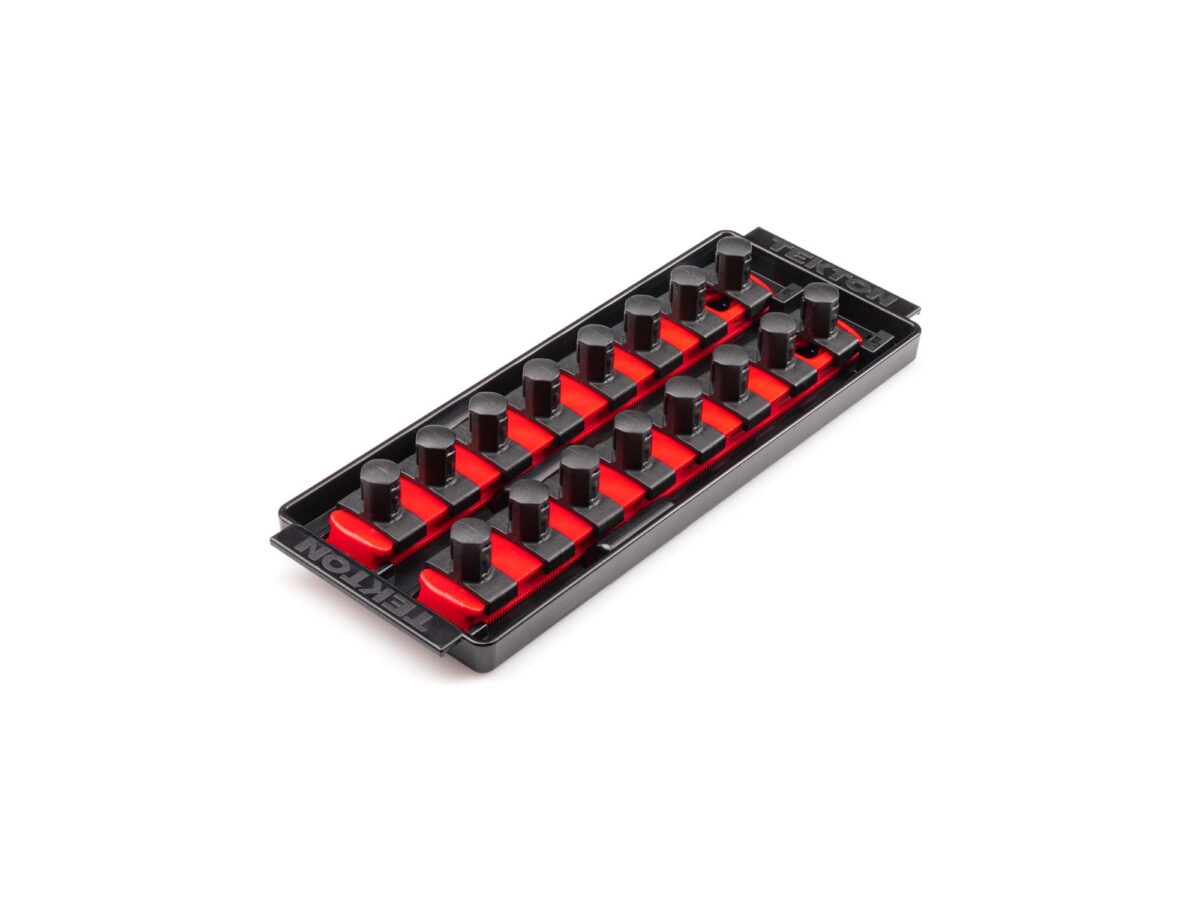 TEKTON 1/2 Inch Drive 2-Rail Socket Organizer Set, Red (16-Tool) | OST21116 Main image