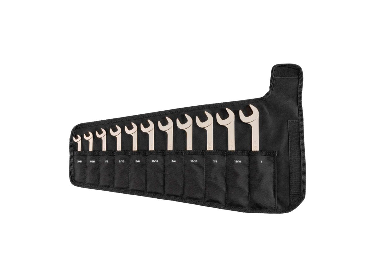 TEKTON Angle Head Open End Wrench Set with Pouch, 11-Piece (3/8-1 in.) | WAE91402 Main image