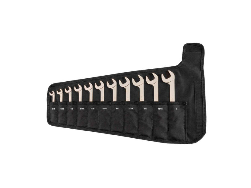 TEKTON Angle Head Open End Wrench Set with Pouch, 11-Piece (3/8-1 in.) | WAE91402 Main image
