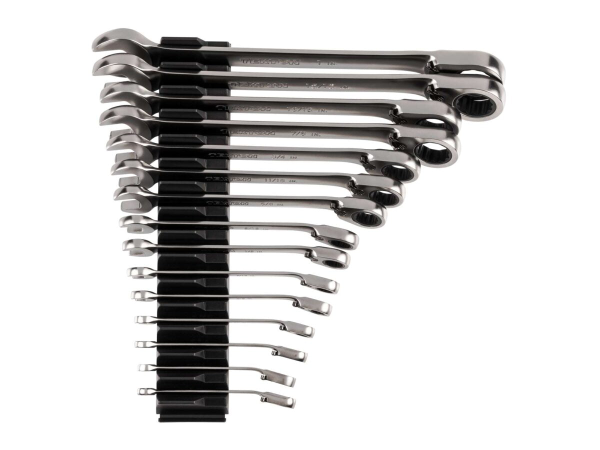TEKTON Reversible 12-Point Ratcheting Combination Wrench Set with Modular Organizers, 15-Piece (1/4-1 in.) | WRC94301