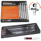 K Tool International Wrench Set 4 Piece Double Box Reversible Ratcheting SAE Universal Spline 90 Tooth