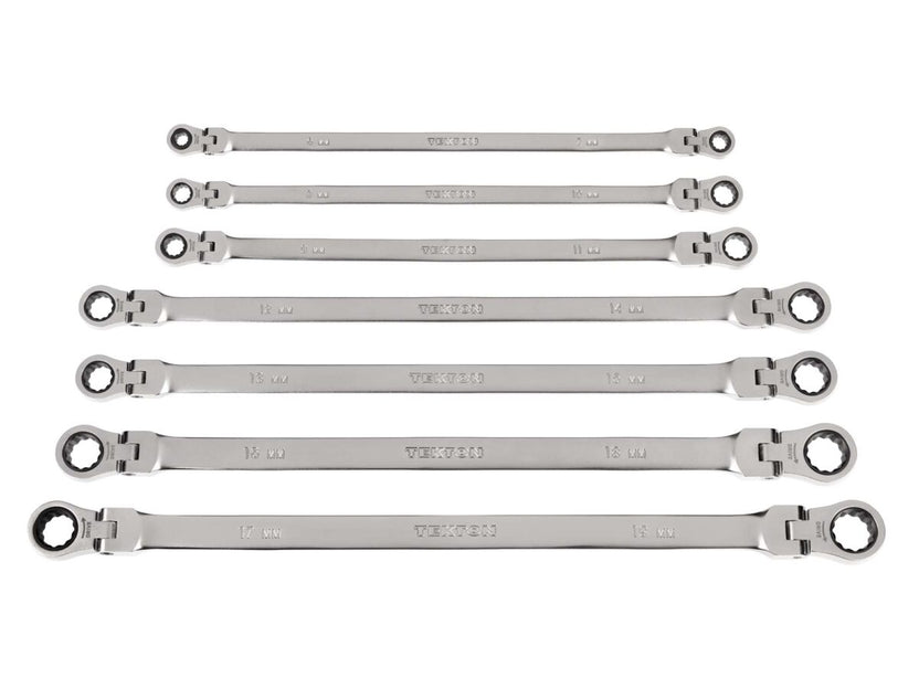 TEKTON Long Flex Head 12-Point Ratcheting Box End Wrench Set, 7-Piece (6-19 mm) | WRB96001 Main image