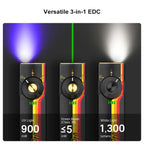 Arkfeld Pro Flat EDC Flashlight with LED Light UV and Laser