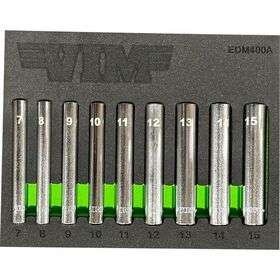 9 PC. 1/4'' EXTRA DEEP 6 PT. METRIC SOCKET SET - 1/4'' DR. (7 - 15MM) Main image