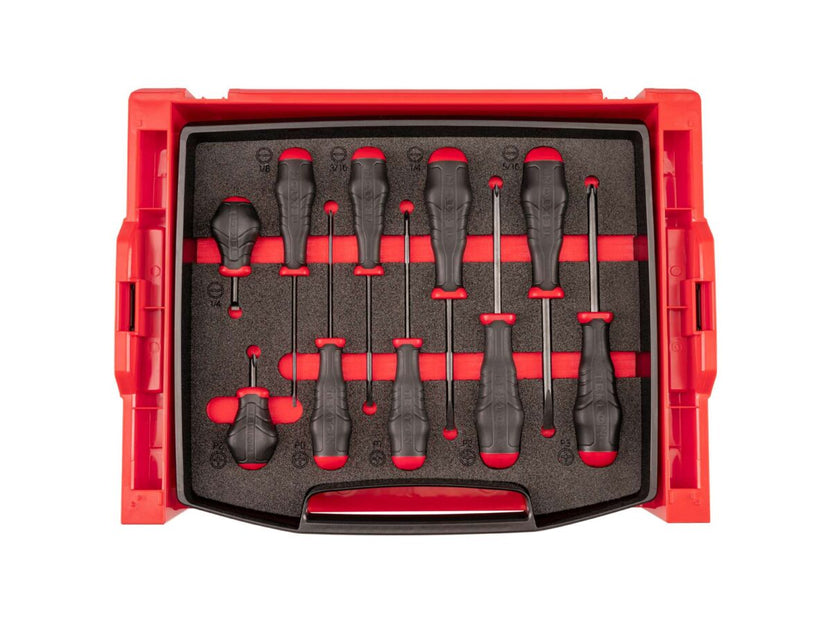 TEKTON High-Torque Screwdriver Set with Open Top Drawer and Rack, 10-Piece (#0-#3, 1/8-5/16 in.) | OLB94101 Main image