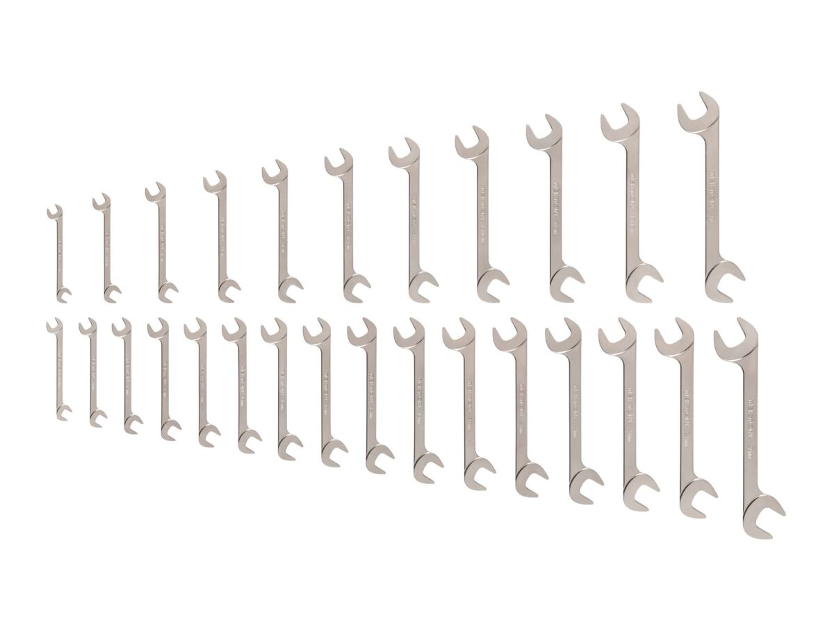 TEKTON Angle Head Open End Wrench Set, 27-Piece (3/8-1 in., 10-27 mm) | WAE93002 Main image