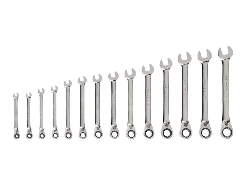 TEKTON Reversible 12-Point Ratcheting Combination Wrench Set, 14-Piece (6-19 mm) | WRC94002 Main image