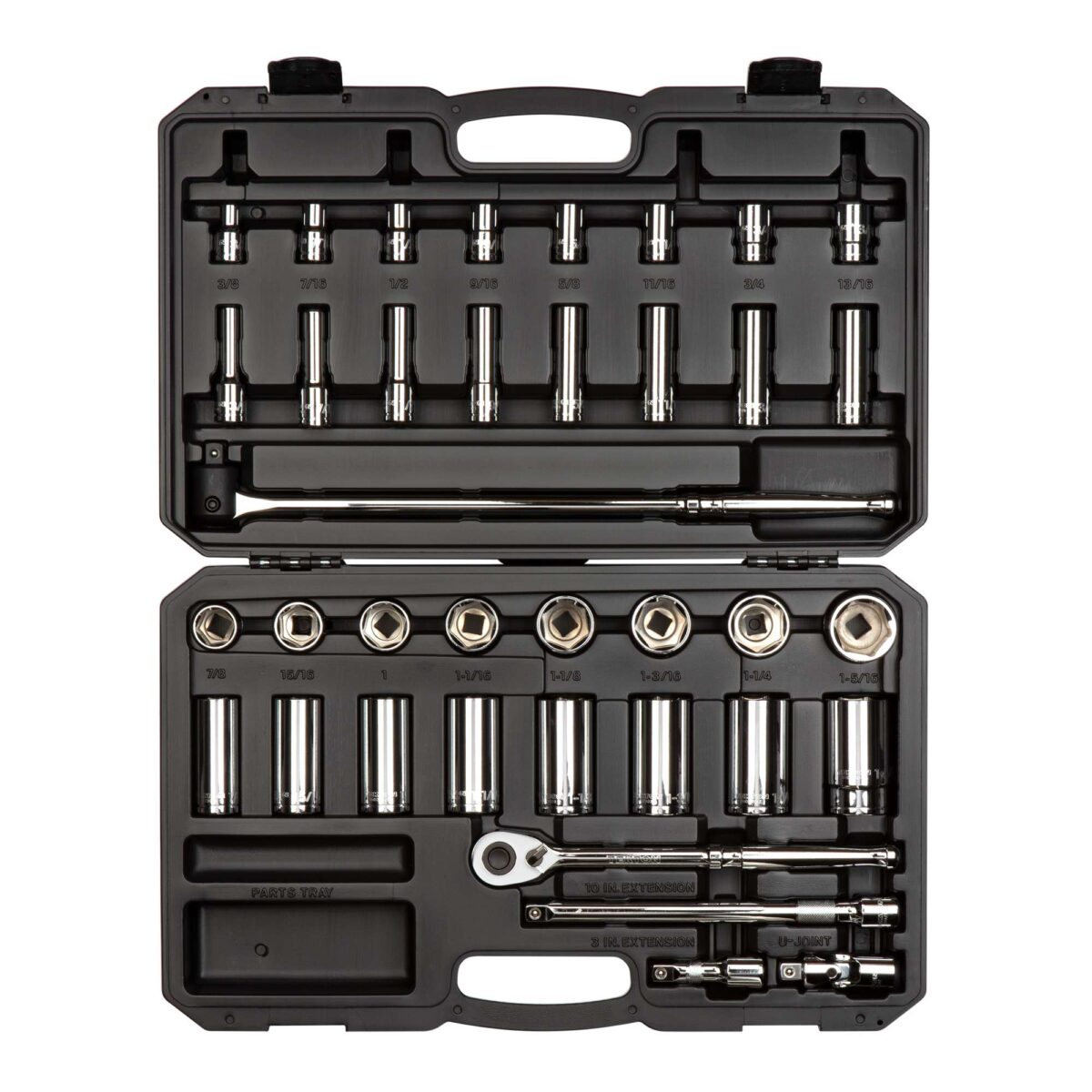 TEKTON 1/2 Inch Drive 6-Point Socket and Ratchet Set with Case, 37-Piece (3/8 - 1-5/16 in.) | SKT25101 Main image