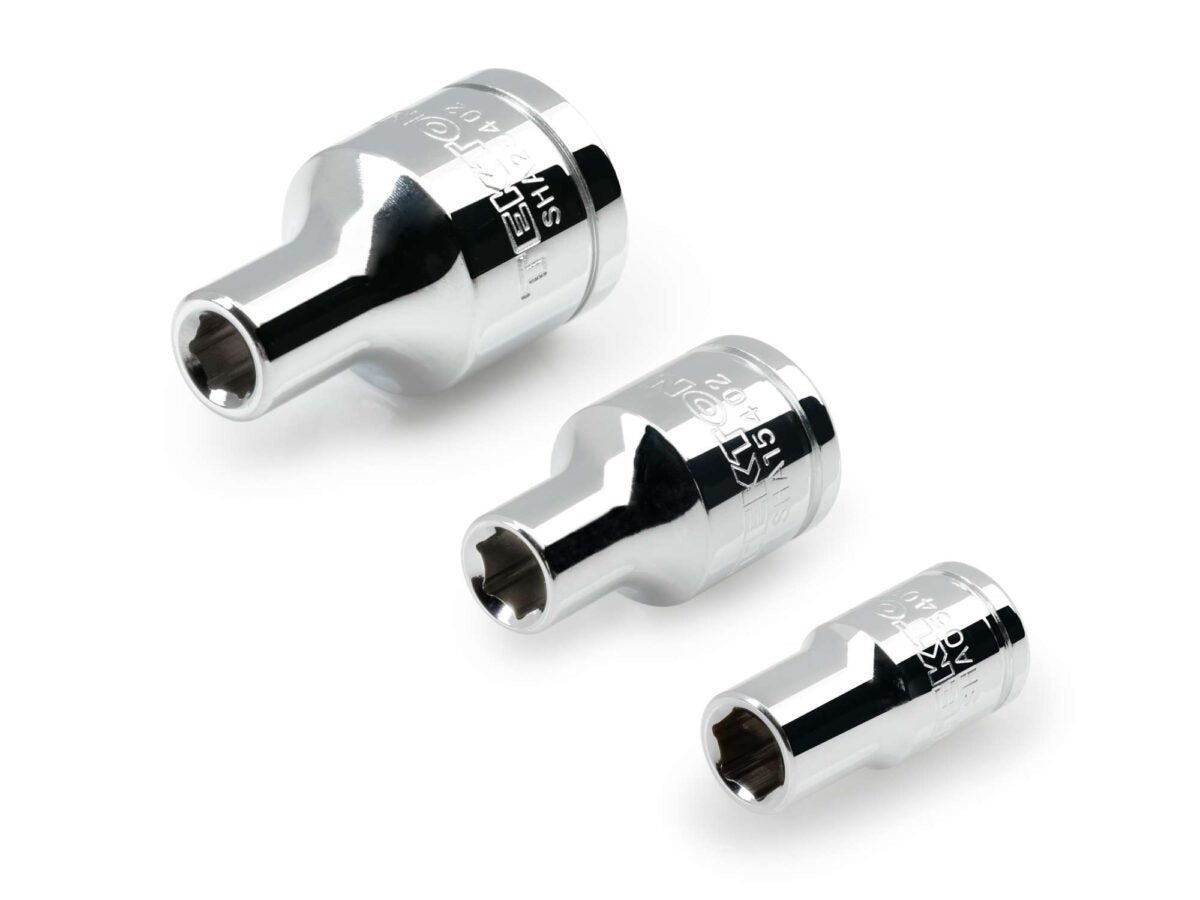 TEKTON 1/4, 3/8, 1/2 Inch Drive Magnetic Hex Bit Holder Socket Set (3-Piece) | SHA99021