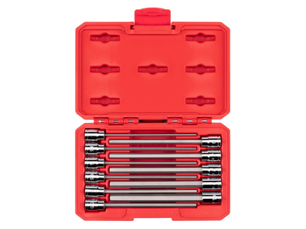 TEKTON 3/8 Inch Drive Long Hex Bit Socket Set with Case, 11-Piece (3-10 mm) | SHB91314 Main image
