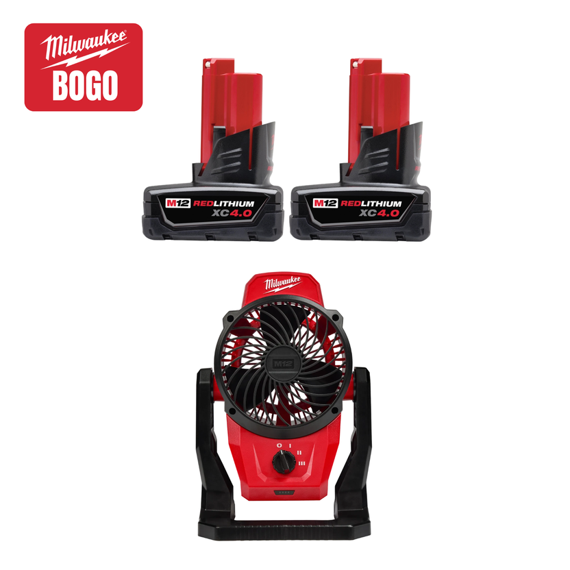 Milwaukee Tool M12 REDLITHIUM XC4.0 Battery - Two Pack w/ FREE M12 Fan Main image