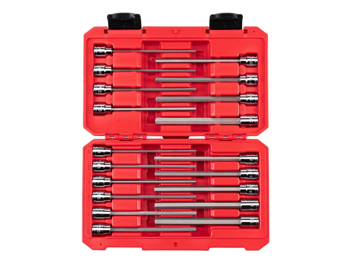 TEKTON 3/8 Inch Drive Long Hex Bit Socket Set with Case, 19-Piece (1/8-3/8 in., 3-10 mm) | SHB91315 Main image