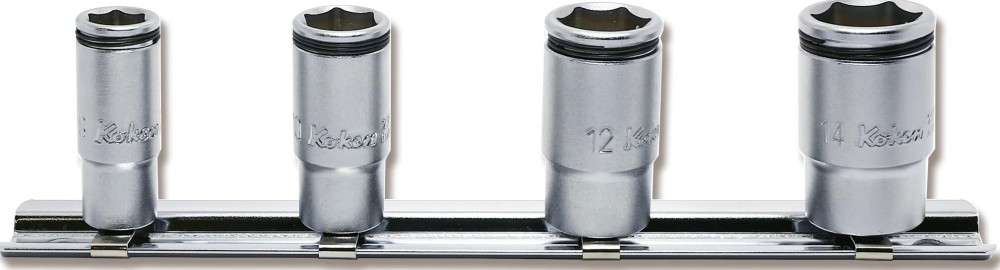 1/4 Sq. (Semi Deep) Dr. Socket set 8-14mm Nut Grip Length 150mm 4 pieces Main image