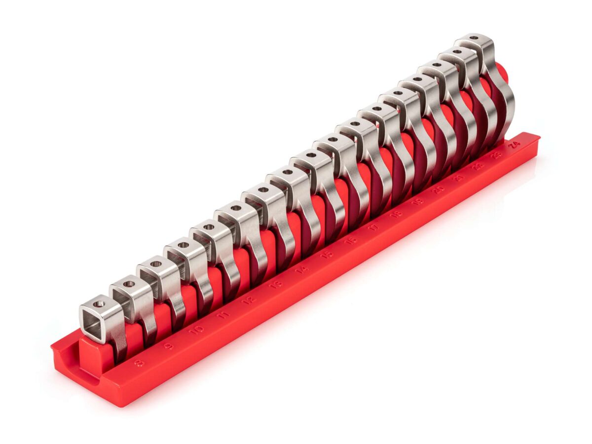 TEKTON 3/8 Inch Drive Crowfoot Wrench Set with Rack, 17-Piece (8-24 mm) | WCF95201