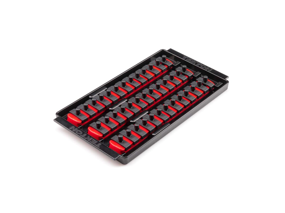 TEKTON 1/4 Inch Drive 3-Rail Socket Organizer Set, Red (39-Tool) | OST05139 Main image