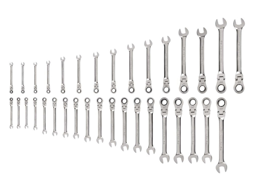 TEKTON Flex Head 12-Point Ratcheting Combination Wrench Set, 34-Piece (1/4-1 in., 6-24 mm) | WRC95005 Main image