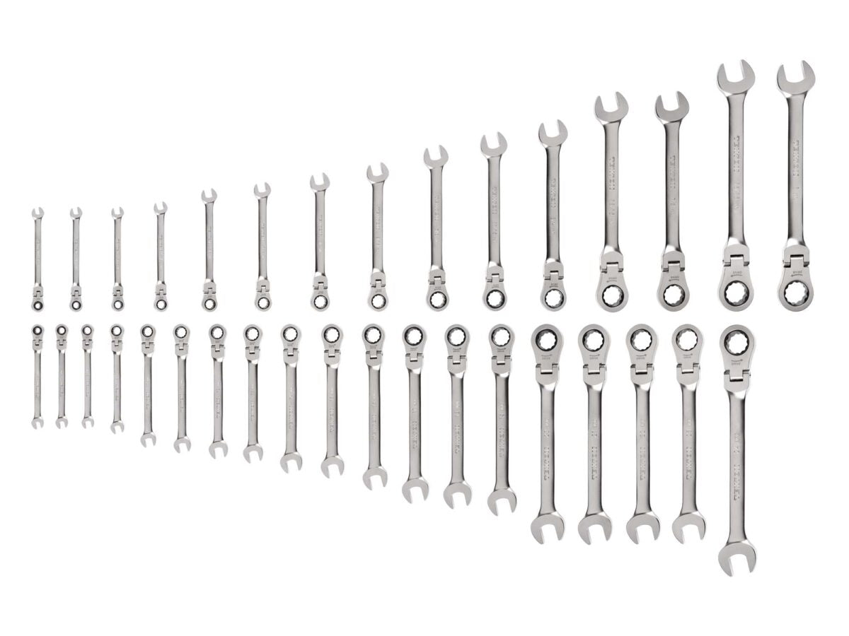 TEKTON Flex Head 12-Point Ratcheting Combination Wrench Set, 34-Piece (1/4-1 in., 6-24 mm) | WRC95005