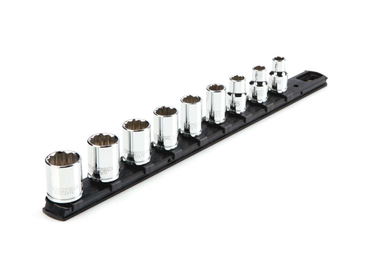 TEKTON 3/8 Inch Drive 12-Point Socket Set with Rail, 9-Piece (5/16-3/4 in.) | SHD91103 Main image