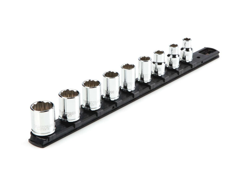 TEKTON 3/8 Inch Drive 12-Point Socket Set with Rail, 9-Piece (5/16-3/4 in.) | SHD91103 Main image