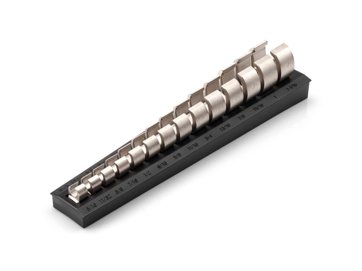 TEKTON 3/8 Inch Drive 6-Point Flare Nut Crowfoot Wrench Set with Rack, 14-Piece (5/16 - 1-1/16 in.) | WCF92120