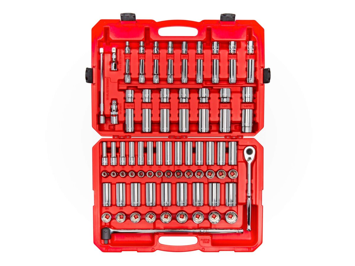 TEKTON 1/2 Inch Drive 6-Point Socket and Ratchet Set with Case, 83-Piece (3/8 - 1-5/16 in., 10-32 mm) | SKT25302