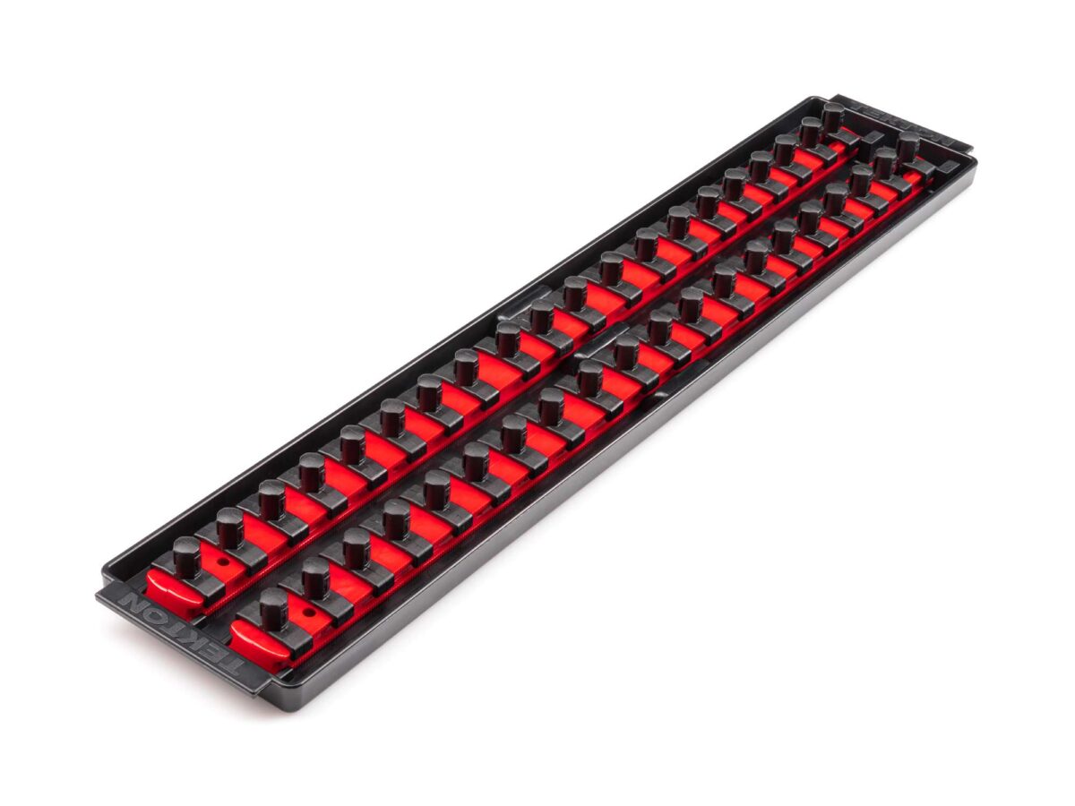 TEKTON 3/8 Inch Drive 2-Rail Socket Organizer Set, Red (40-Tool) | OST13140 Main image