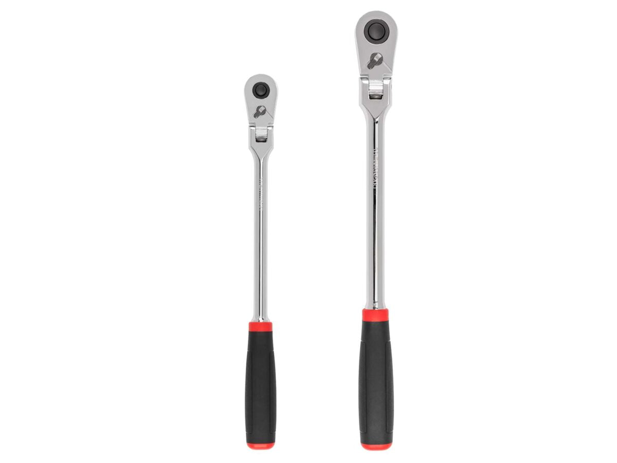TEKTON 3/8, 1/2 Inch Drive Flex Head Quick-Release Comfort Grip Long Ratchet Set, 2-Piece (12, 14 in.) | SRH99302 Main image