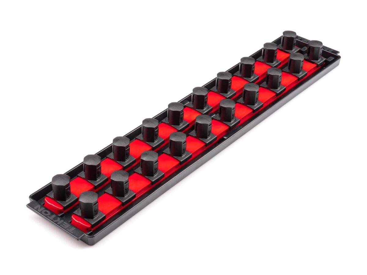 TEKTON 3/4 Inch Drive 2-Rail Socket Organizer Set, Red (20-Tool) | OST33120 Main image