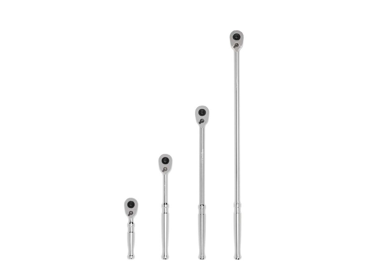 TEKTON 3/8 Inch Drive Quick-Release Ratchet Set, 4-Piece (4-1/2, 8, 12, 18 in.) | SRH91106