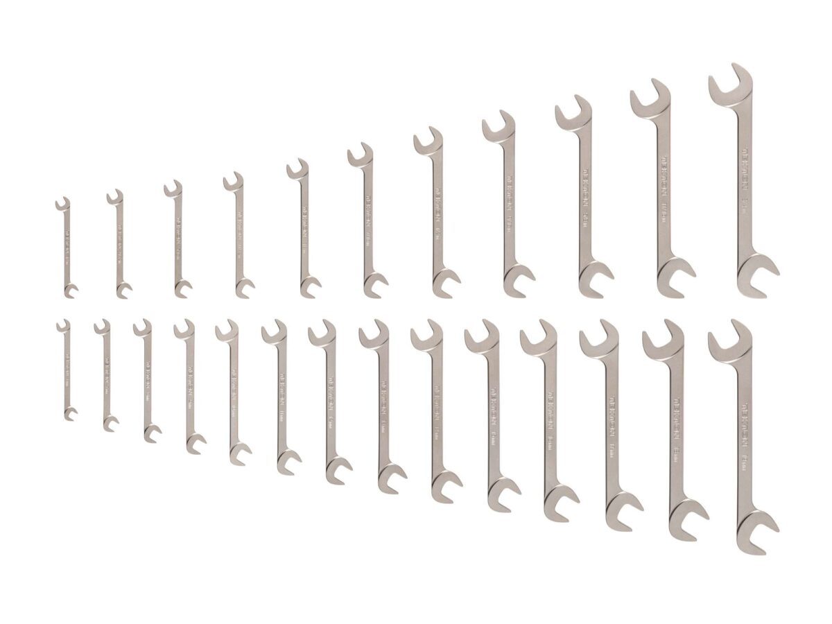 TEKTON Angle Head Open End Wrench Set, 25-Piece (1/4-3/4 in., 6-19 mm) | WAE93001