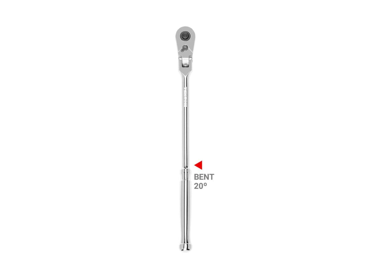 TEKTON 3/8 Inch Drive x 12 Inch Flex Head Quick-Release Bent Handle Long Ratchet | SRH33112