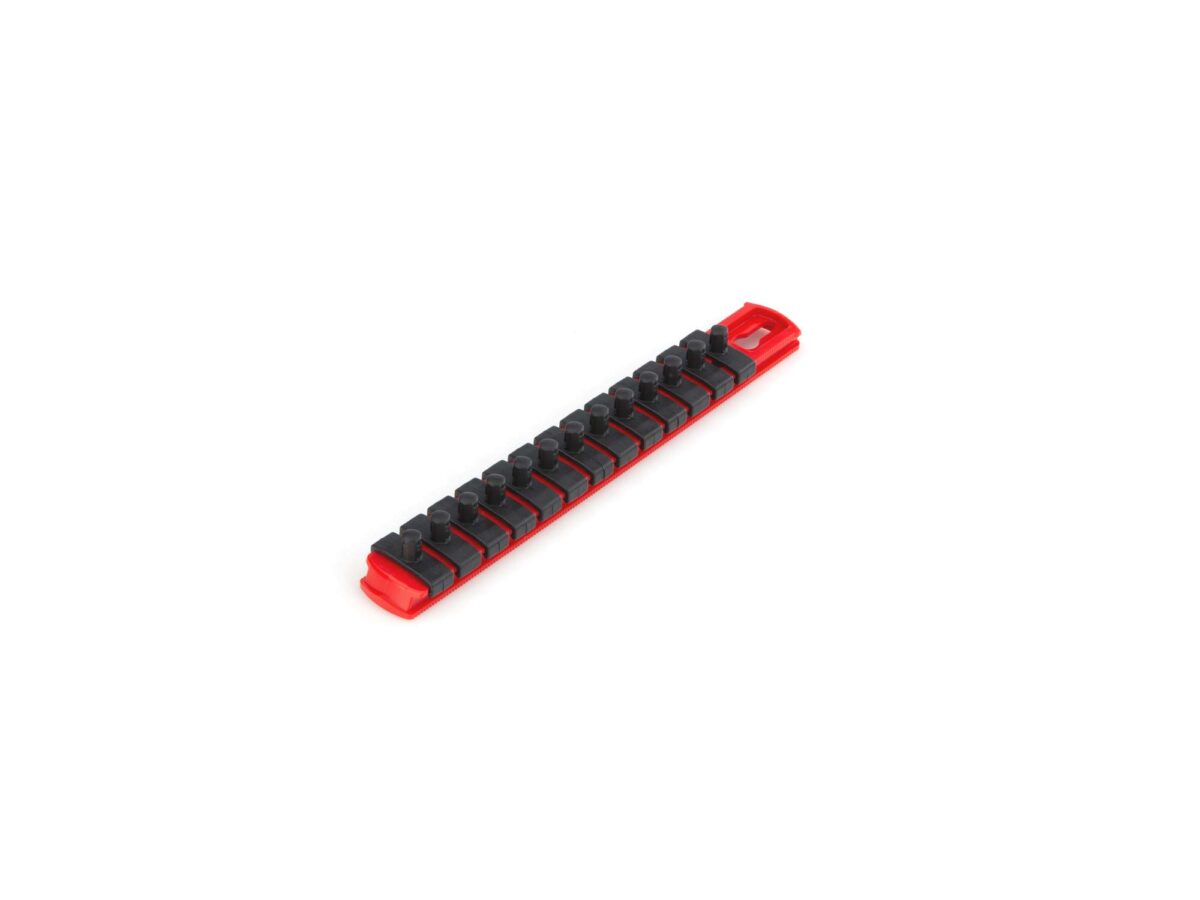 TEKTON 1/4 Inch Drive x 8 Inch Socket Rail, 13 Clips (Red) | OSR01113