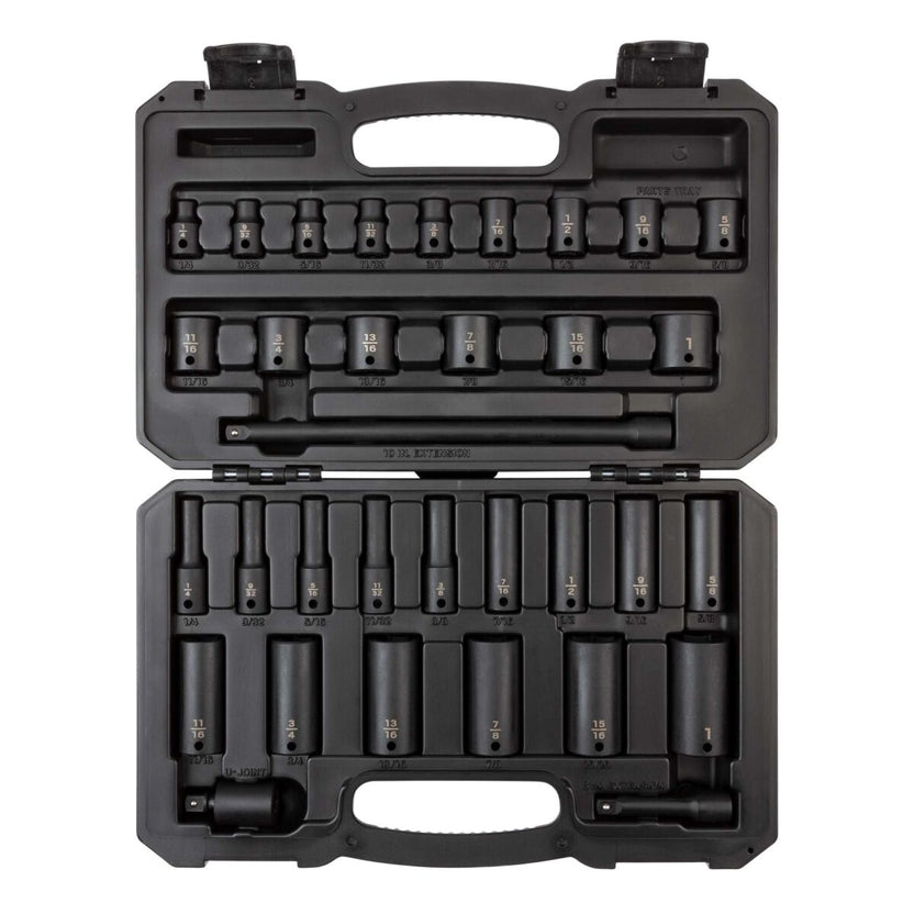 TEKTON 3/8 Inch Drive 6-Point Impact Socket Set with Case, 33-Piece (1/4-1 in.) | SID91400 Main image