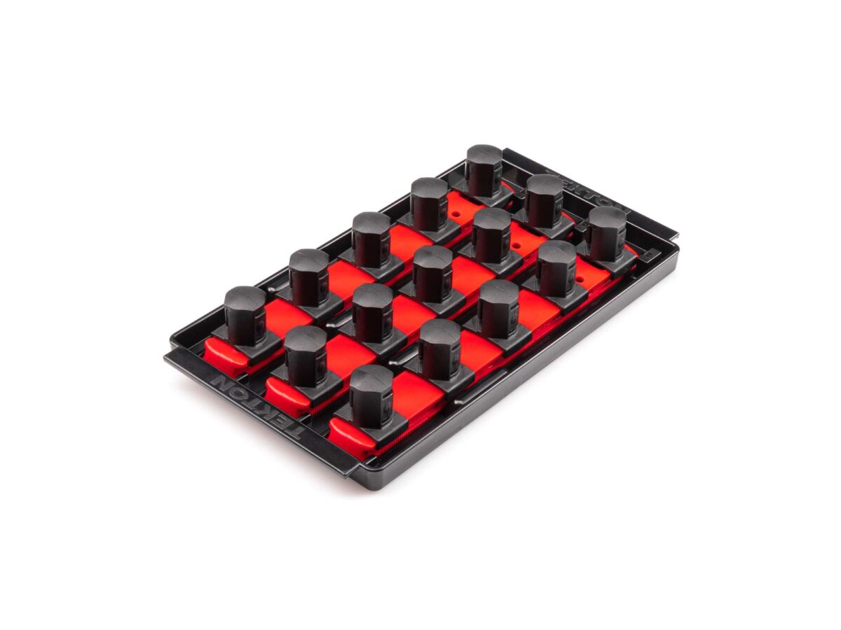 TEKTON 3/4 Inch Drive 3-Rail Socket Organizer Set, Red (15-Tool) | OST35115