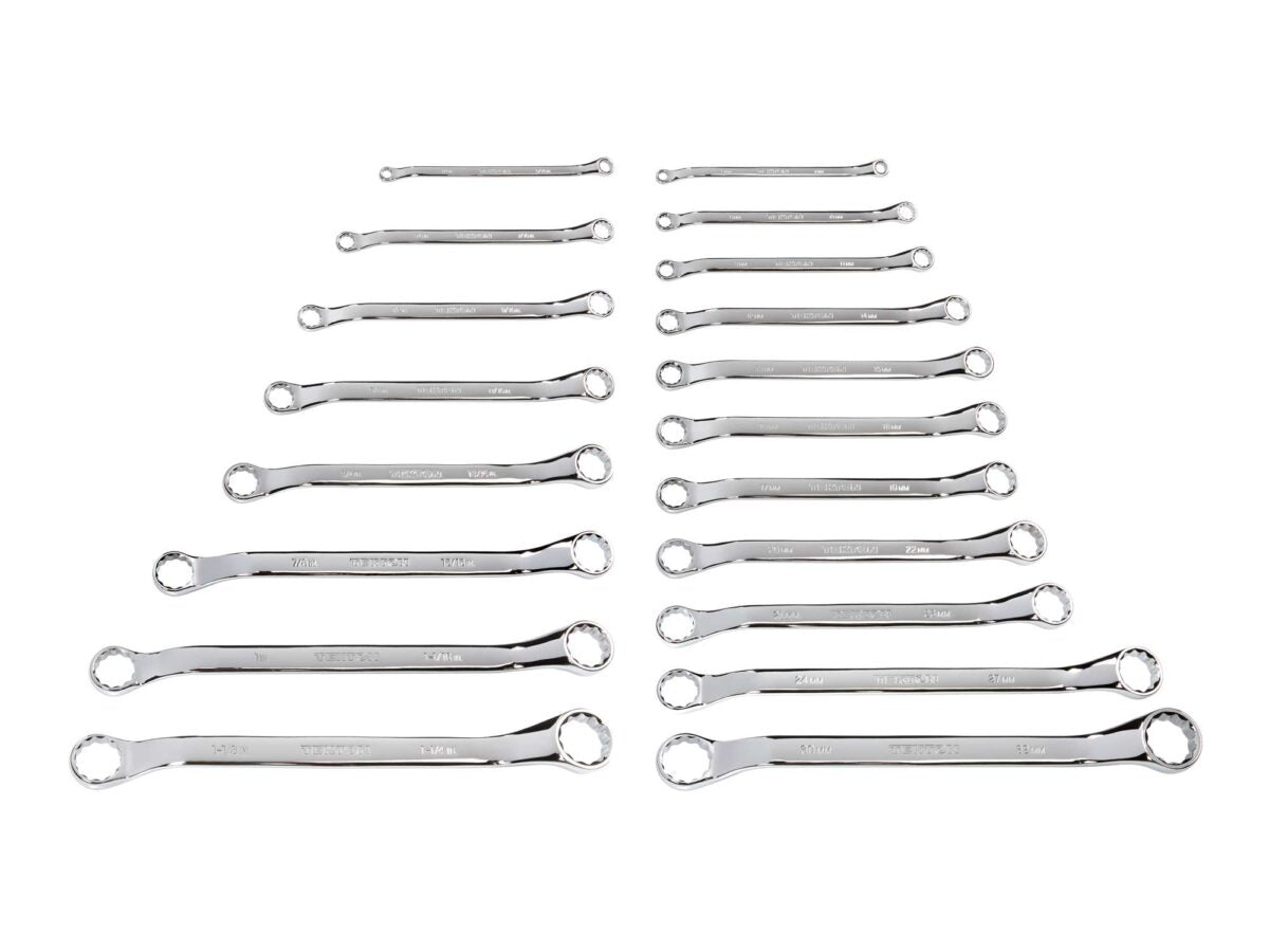 TEKTON 45-Degree Offset Box End Wrench Set, 19-Piece (1/4 - 1-1/4 in., 6-32 mm) | WBE90302 Main image