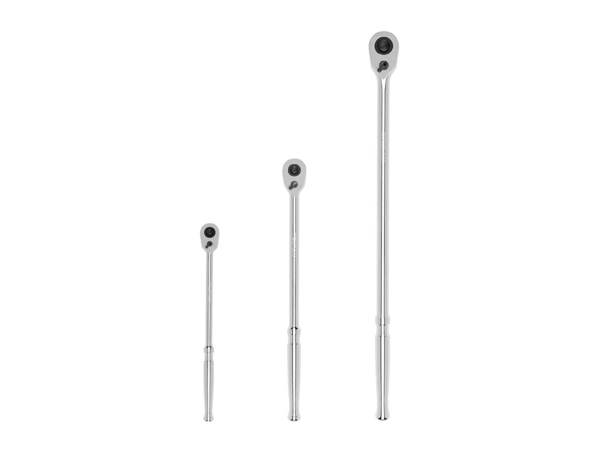 TEKTON 1/4, 3/8, 1/2 Inch Drive Quick-Release Long Ratchet Set, 3-Piece (9, 12, 18 in.) | SRH99123