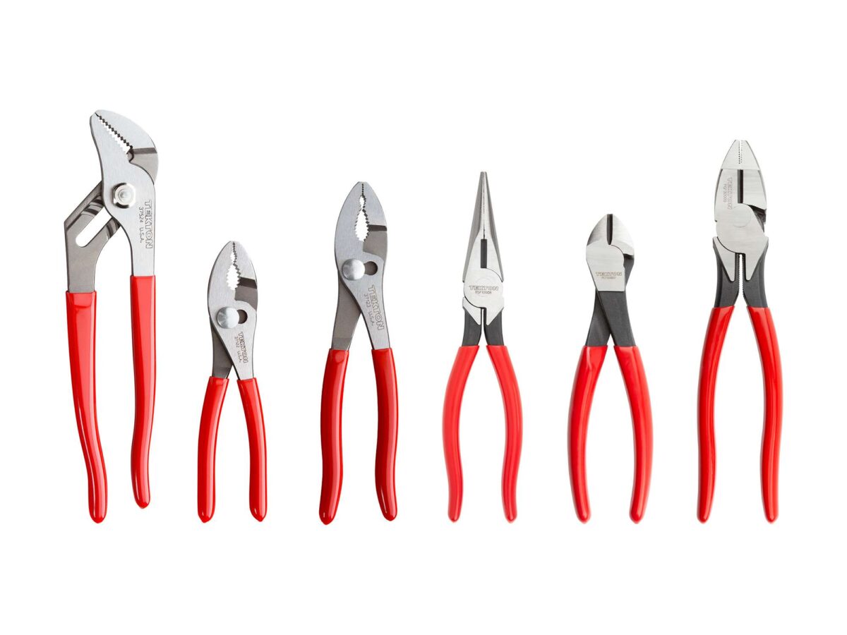 TEKTON Pliers Set, 6-Piece (Groove Joint, Slip Joint, Long Nose, Diagonal Cutting, Lineman's) | PLR99020 Main image