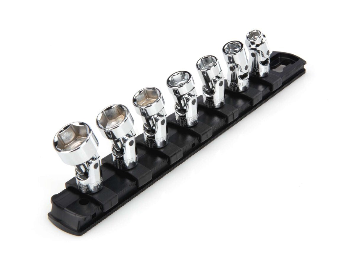 TEKTON 1/4 Inch Drive 6-Point Universal Joint Socket Set with Rail, 7-Piece (1/4-9/16 in.) | SHD90109