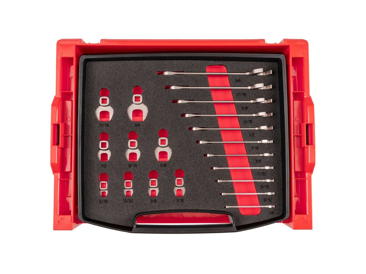 TEKTON Angle Head and Crowfoot Wrench Set with Open Top Drawer and Rack, 20-Piece (1/4-3/4 in.) | OLB94206 Main image