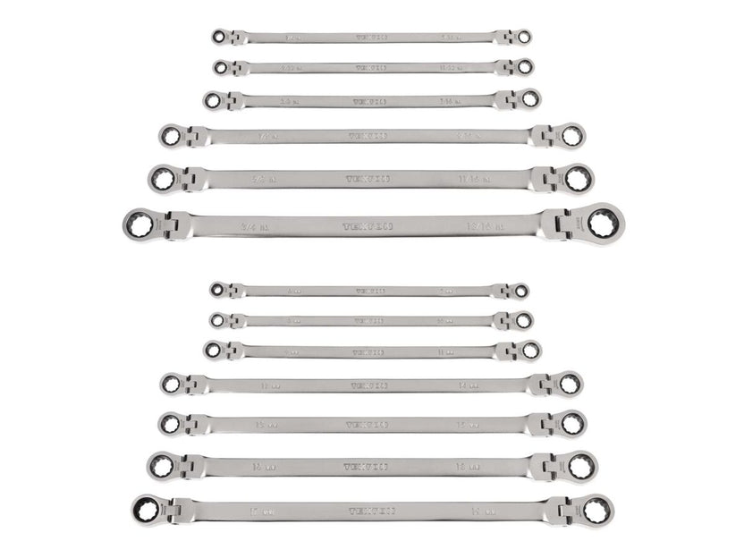TEKTON Long Flex Head 12-Point Ratcheting Box End Wrench Set, 13-Piece (1/4-13/16 in., 6-19 mm) | WRB96002 Main image